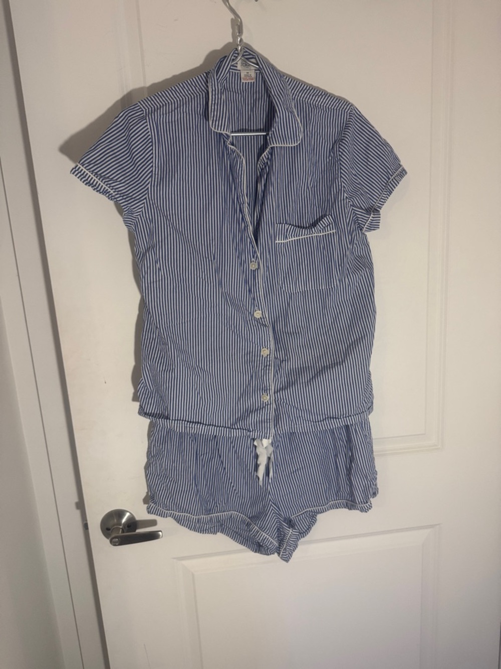 J. Crew Blue & White Striped Short Pajama Set